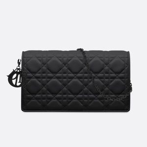 Lady Dior Pouch Black Ultramatte Cannage Calfskin - Brand New In Box & Gift Bag!